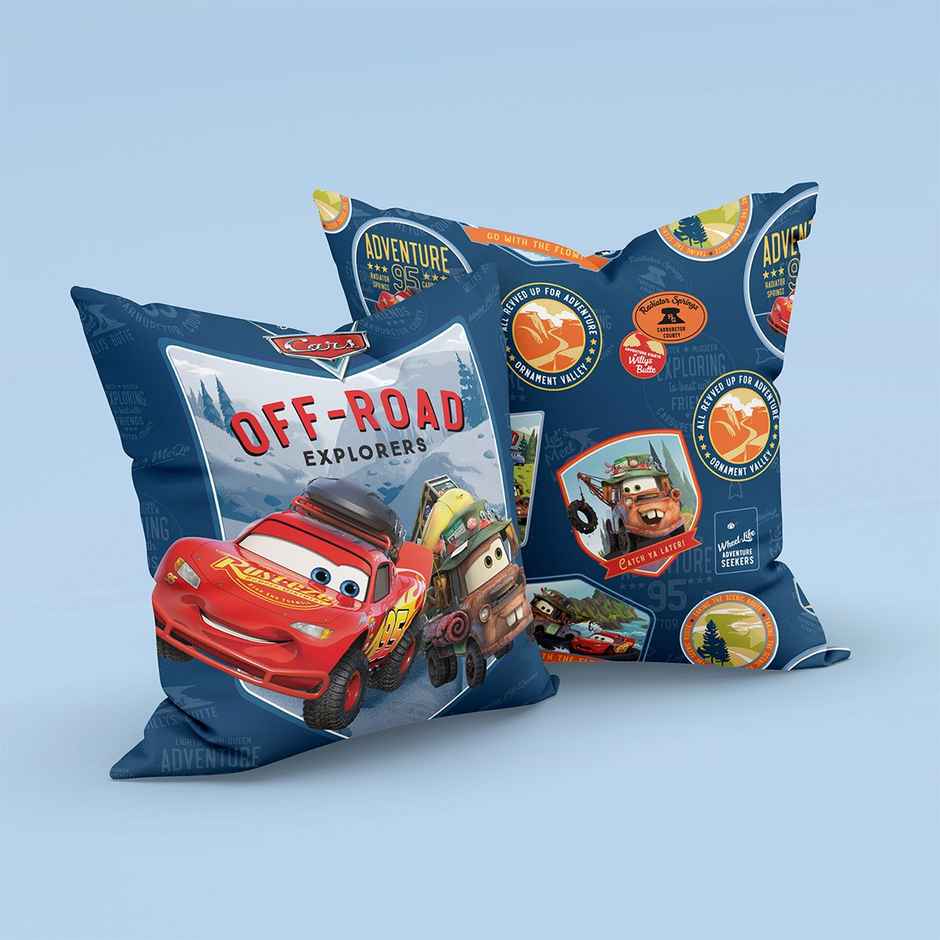 Sassoon Disney Pixar Cars Reversible Printed Filled Cushion | Blue | 40 x 40 cm