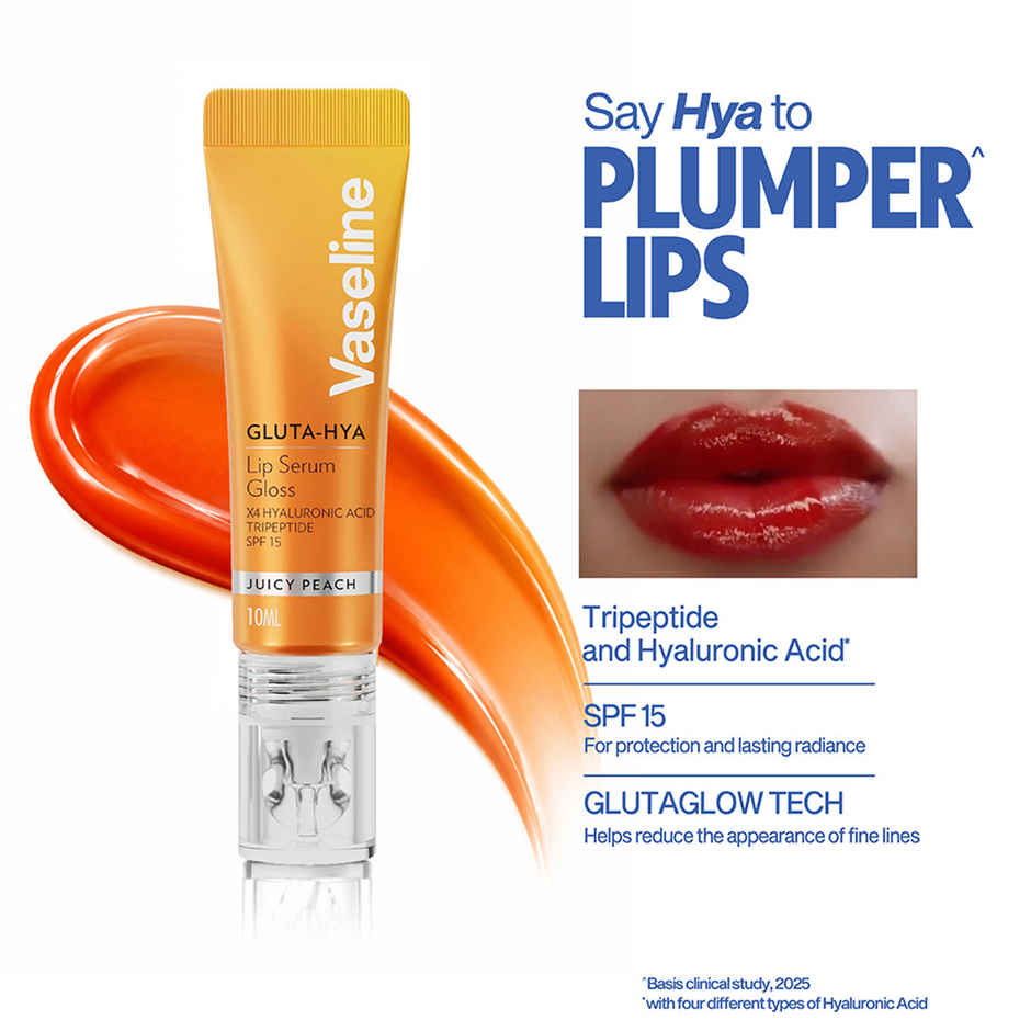 Vaseline Gluta-Hya Juicy Peach Lip Serum Gloss | 4X Hyaluronic Acid & Tripeptide | SPF 15
