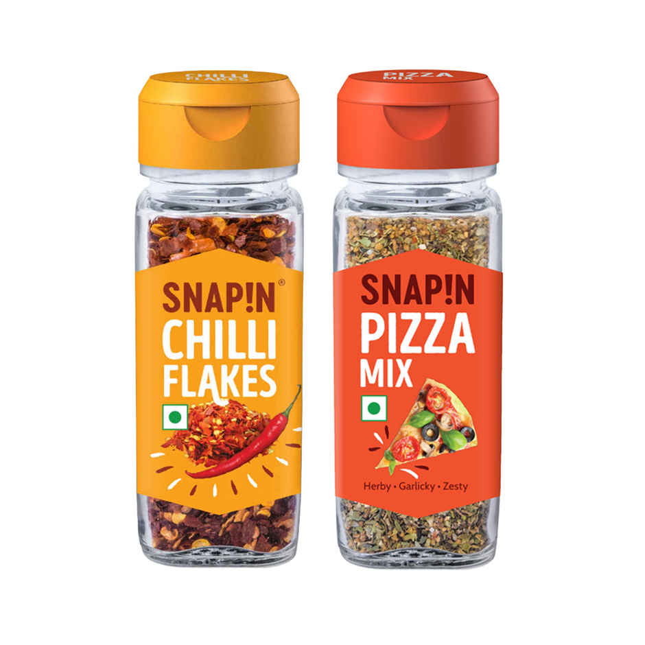 Snapin Red Chilli Flakes (35g) & Snapin Pizza Oregano Seasoning Mix (45g) Combo