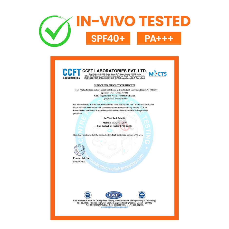 Lotus Herbals Safe Sun Mattelook Daily Sunscreen SPF-40