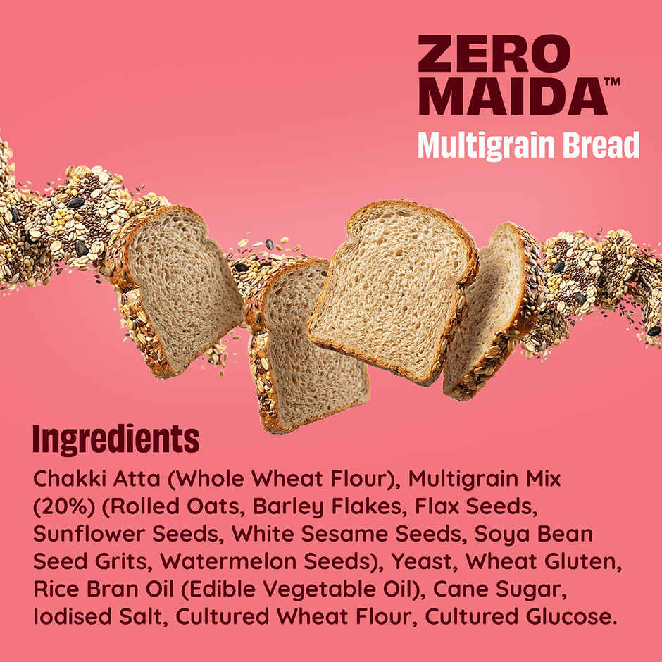 The Health Factory Multigrain Bread | Zero Maida | 7 Grains & Seeds | Whole Wheat Bread
