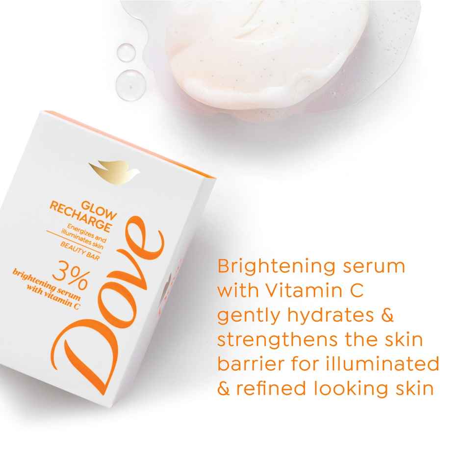 Dove 3% Brightening Serum + Vitamin C Glow Recharge Serum Beauty Bar | Pack of 3