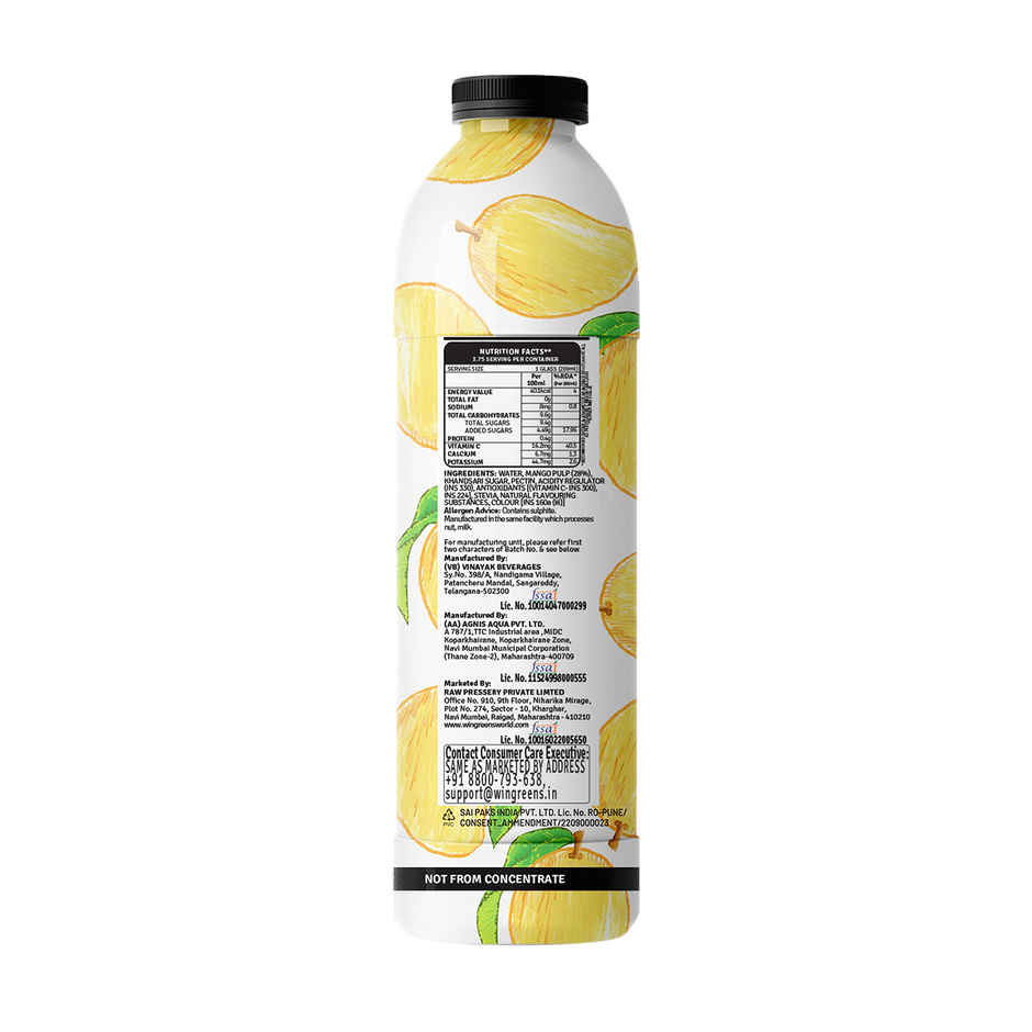 RAW Pressery Refreshers Aam Mango Juice  Mango Drink  Not From Concentrate  Fruit Juice