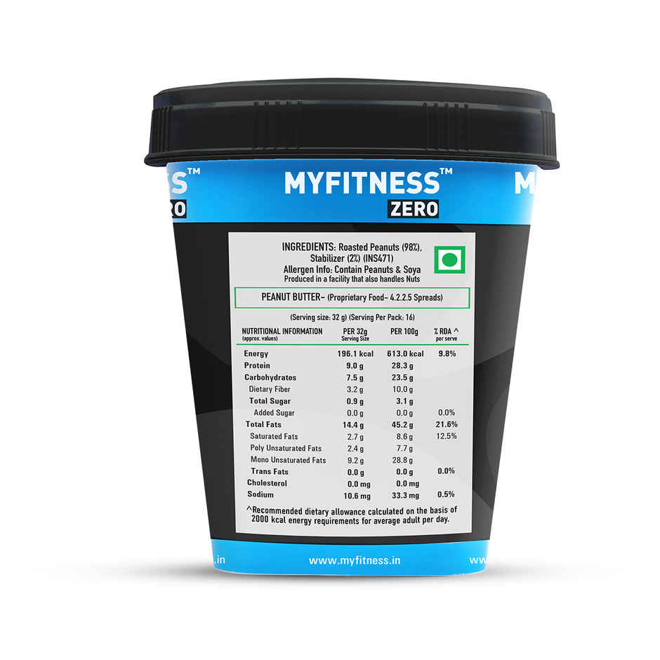 MyFitness 28g High Protein Unsweetened Peanut Butter Crunchy | Zero Added Sugar & No Oil Separation