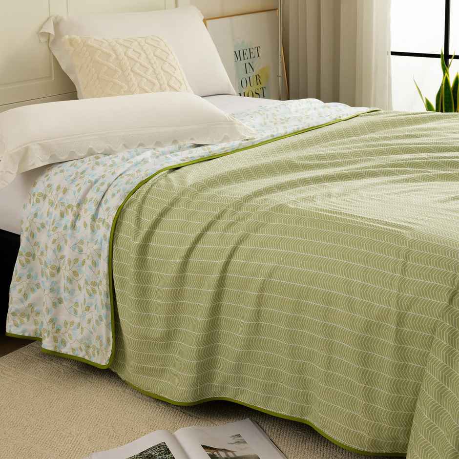 Story@home Printed Single Dohar/Duvet Cover (Cotton, Green) (220x144x2 cms)
