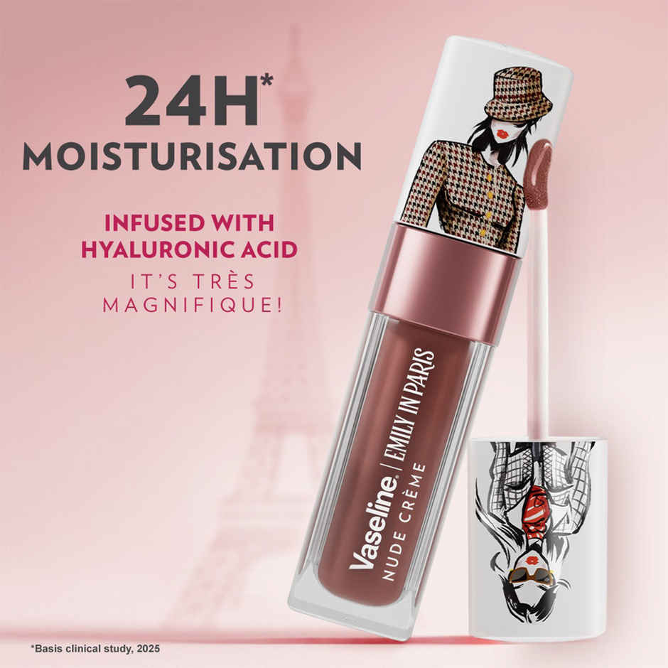 Vaseline Emily In Paris Nude Creme Lip Oil With Hyaluronic Acid & 24H Moisturisation