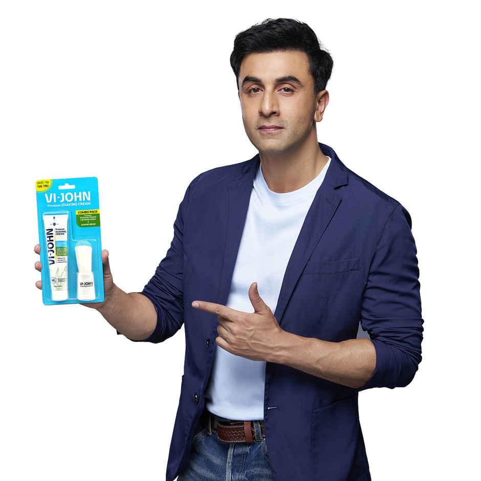 VI-John Premium Dermatologically Tested Calming Aqua Shaving Cream with Shaving Brush