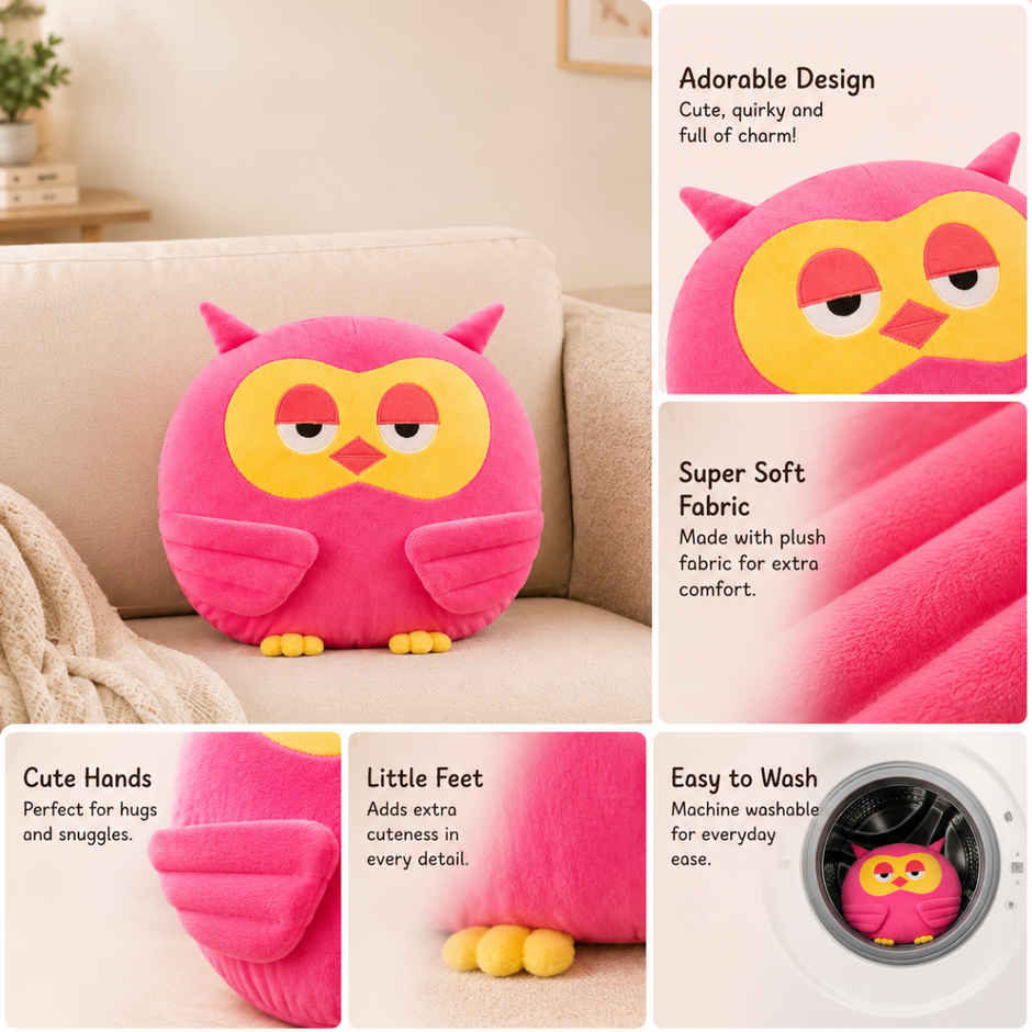 ToyTales Cushion Owl Plush Toy | Stuffed Animal Soft Toy | Birthday Gift for Kids | Gift Baby | 30cm