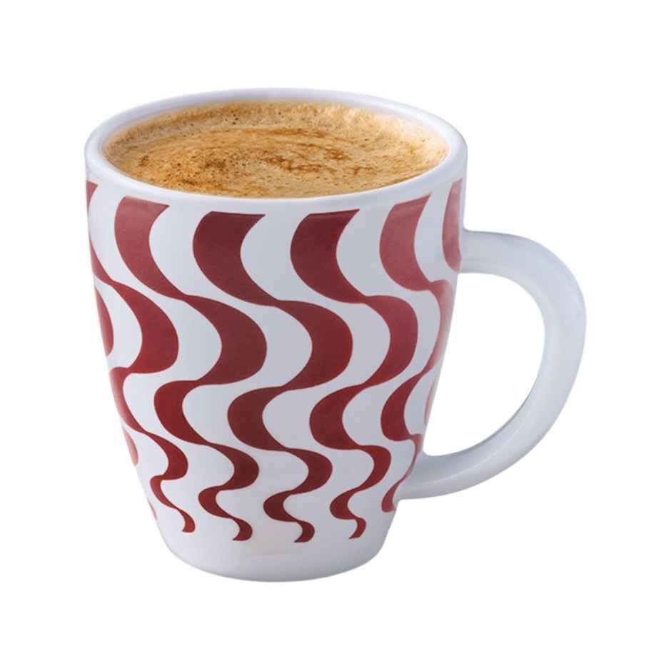 Larah By Borosil Waves Brown Opalware Tea/Coffee Mugs Set, 390Ml Each, Microwave & Dishwasher Safe