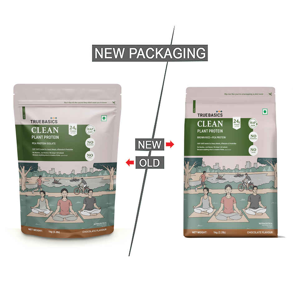 TrueBasics Clean Plant Protein Powder Brown Rice + Pea Protein (Chocolate)