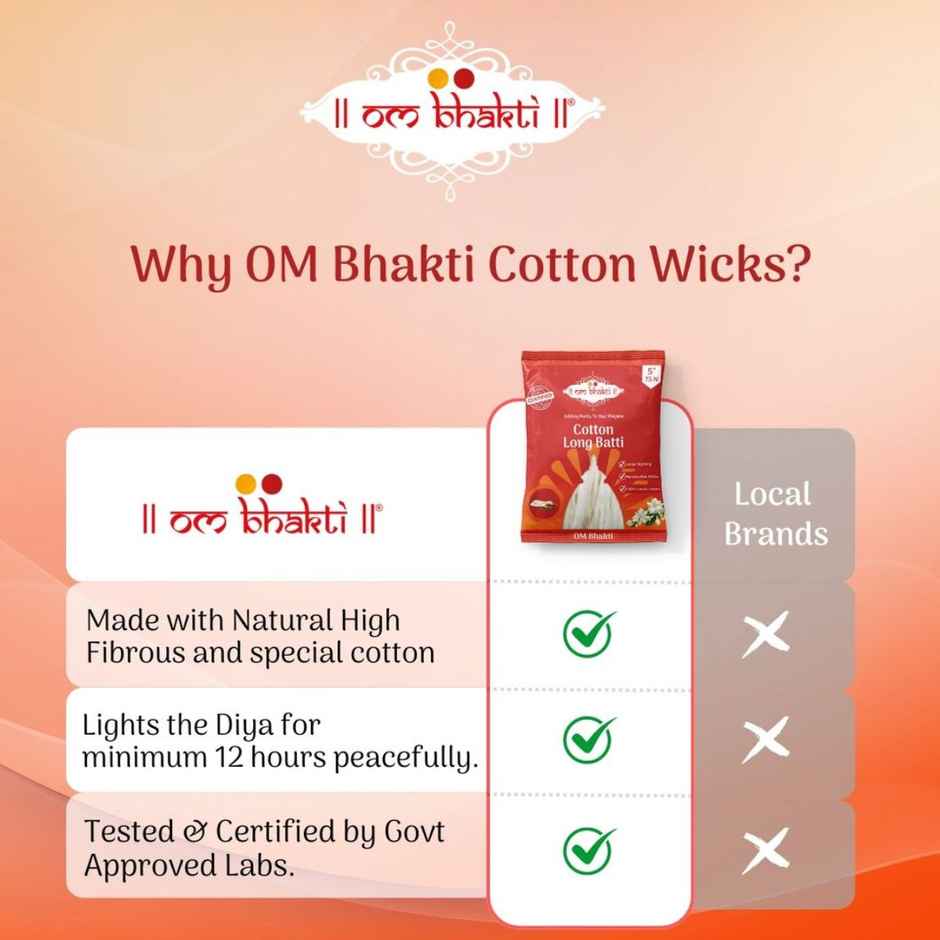 Om Bhakti - Pancha Deepa Oil(1l) & Om Bhakti Wick for Diya - Cotton Long Batti(75pc) Combo