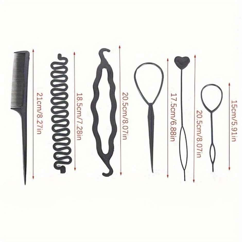 Chronex 5 Pc Hairstyle Braiding Set | Hair Bun Maker and French Braid Tools | Black