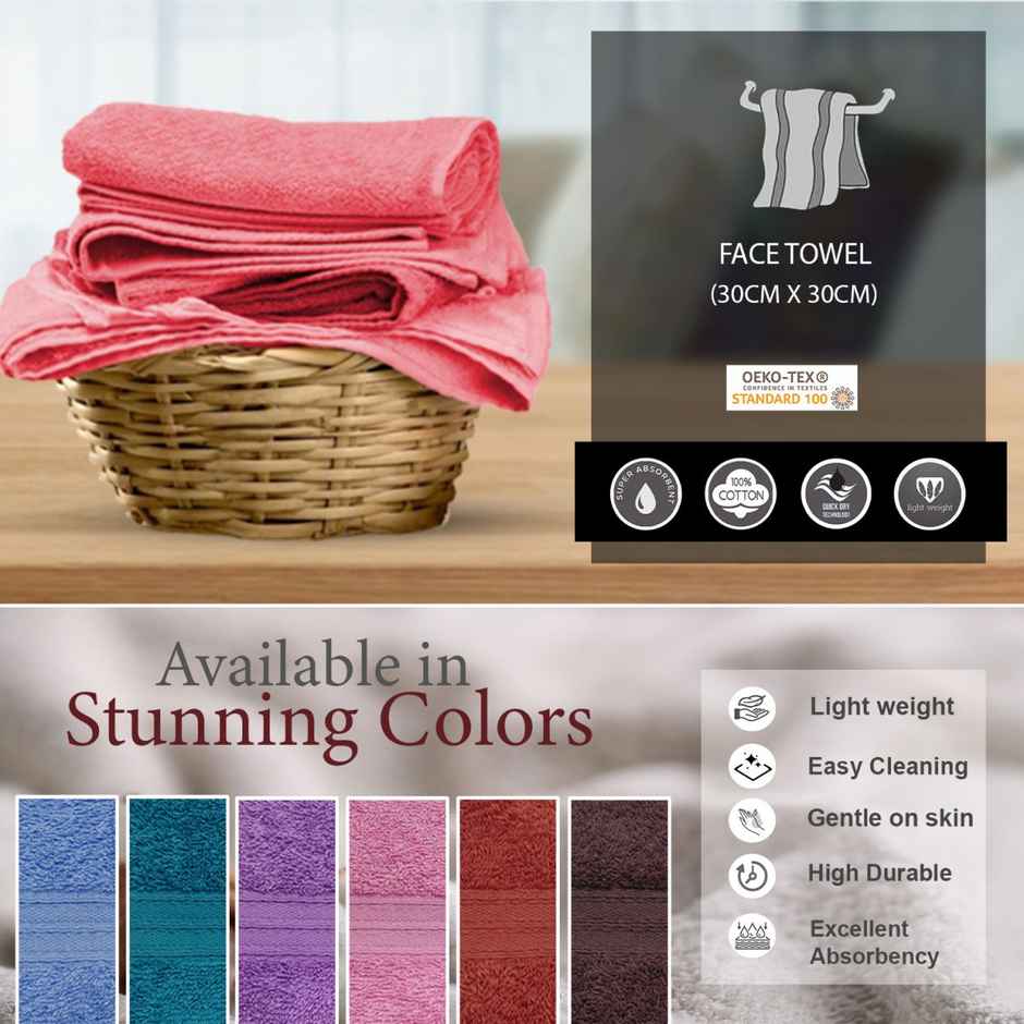 Sassoon Anatloa Cotton Face Towel Pack | Assorted | 30 x 30 cm