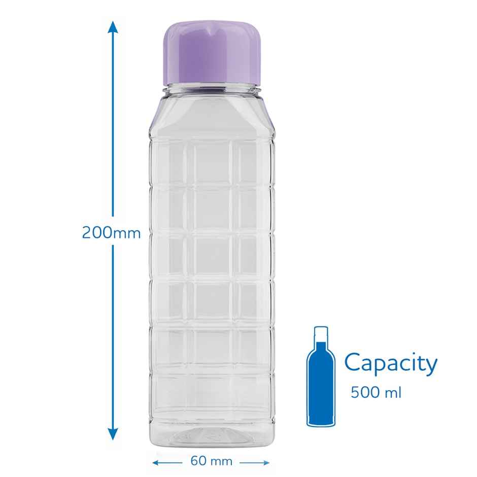 Kolorr Chess Bottle 500 ml Clear | Purple Cap for Home | Fridge | Office | Gym | Yoga | School
