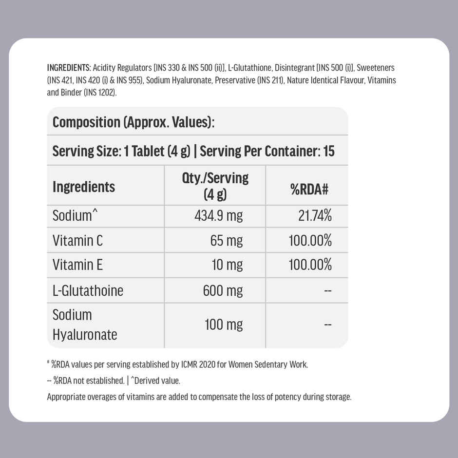 hk vitals Glutathione Lemon 15 Effervescent Tablet