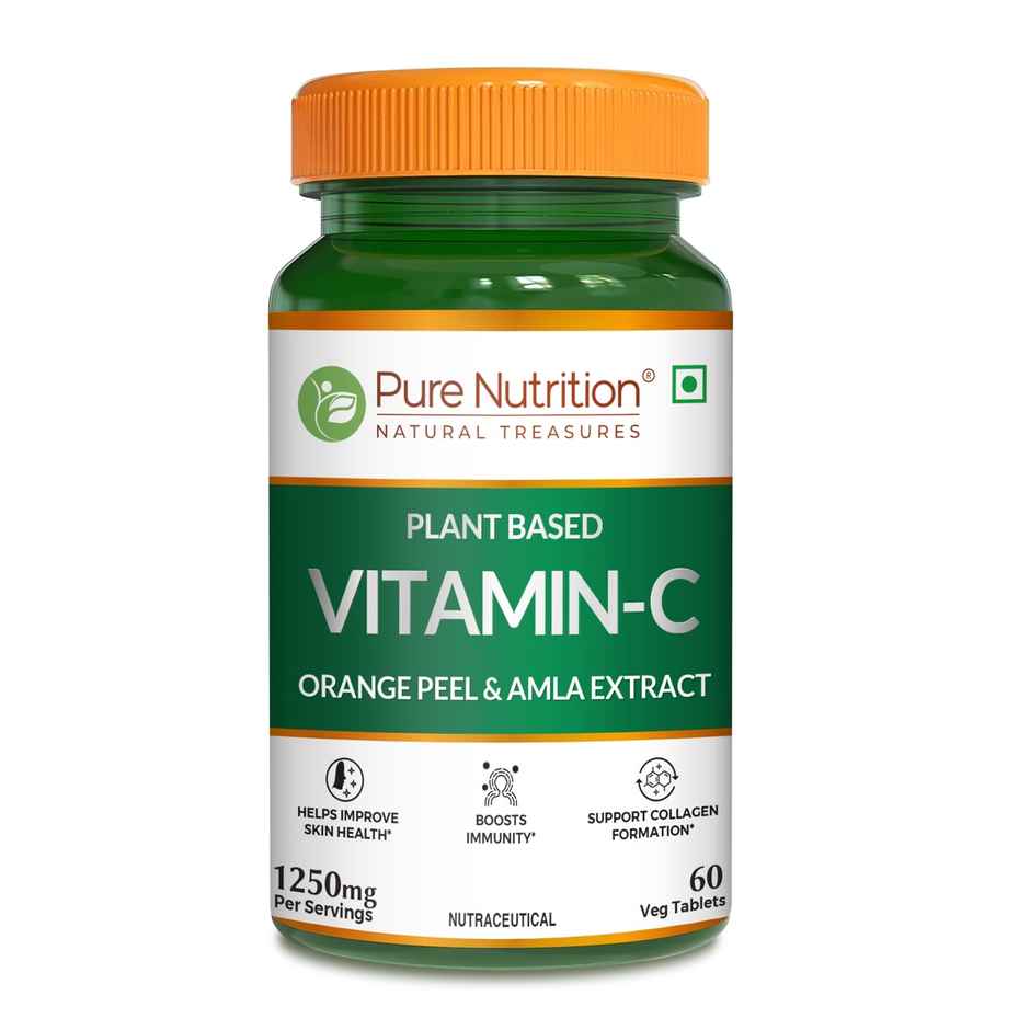 Pure Nutrition Vitamin C 1250mg 60 VEG Tablets with Amla & Orange Peel Extract