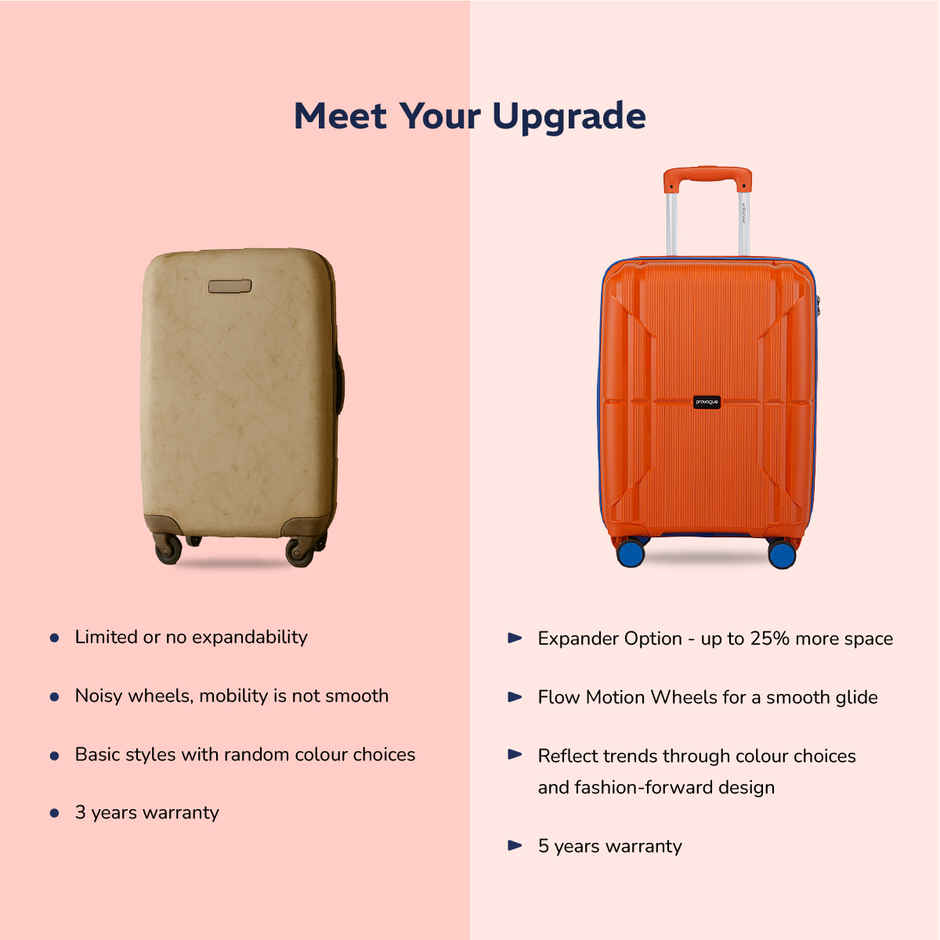 Provogue Lumina Hard-Sided PP Cabin Luggage Trolley Bag | Burnt Orange - 55 cm