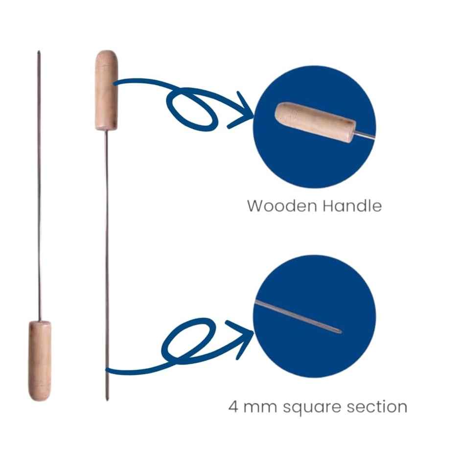 Chefman Skewers | Stainless Steel BBQ Sticks with Wooden Handles | Reusable Set of 4 for Grilling