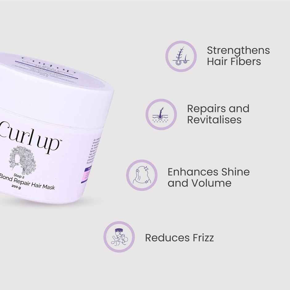 Curl Up Intense Bond Repair Hair Mask | For Damaged And Colour Treated Frizzy, Wavy & Curly Hair
