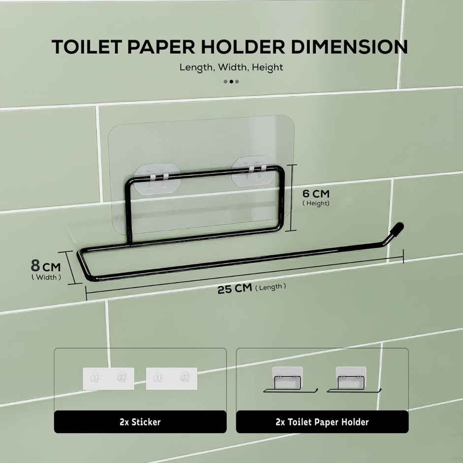 Zedak Self Adhesive Toilet Paper Holder | Metal | Black