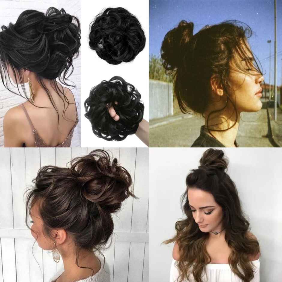 The Opal Factory | Messy Hair Bun Scrunchie for Girls and Women | 1 Pc | Natural Dark Brown