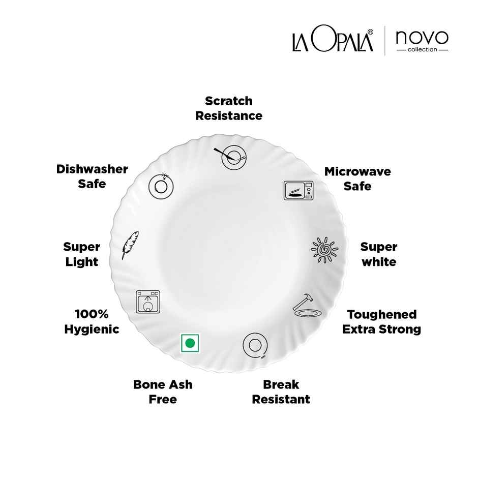 La Opala Novo Coffee Time Set of 6 | Opal Glass Coffee Mugs & Bowls for Gifting - White