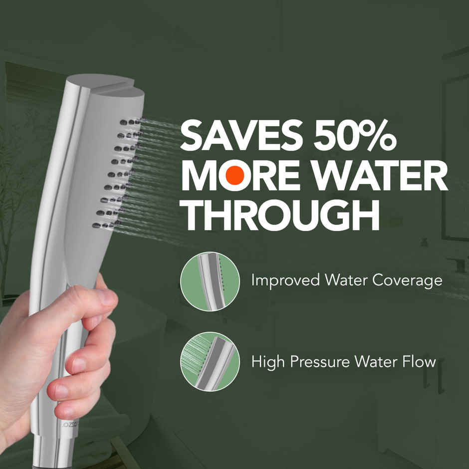 Lorazzo Spatular Hand Shower Set with 1.5 Meter Hose Pipe | SS 304) and Wall Hook