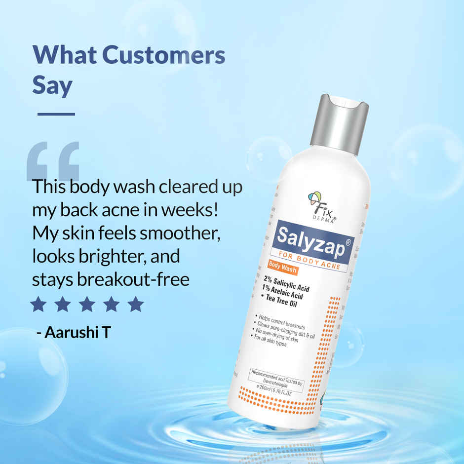 Fixderma Salyzap 2% Salicylic Acid Body Wash For Acne on Back, Shoulders & Arms
