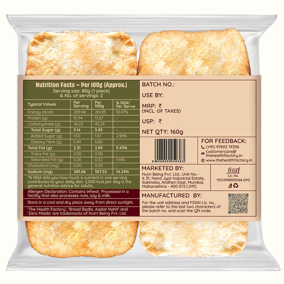 The Health Factory Focaccia Sourdough | Zero Maida | Whole Wheat Bread