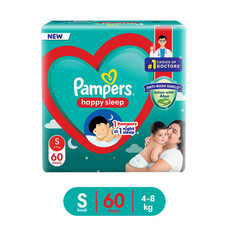 Pampers Happy Sleep Pant Style Baby Diapers | S | 4-8 Kg Diapers Combo