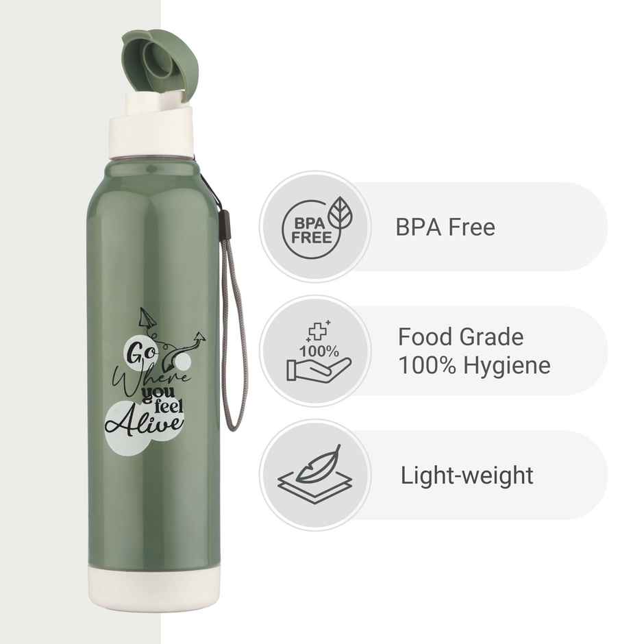 Flair Oxy 900 PP Inner Insulated Water Bottle | Green | 700 ml