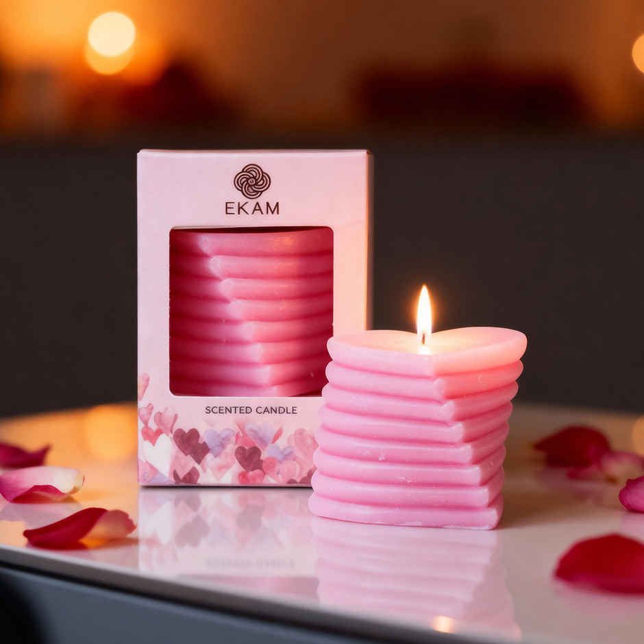 Ekam Moonlit Desire Heart Pillar Candle
