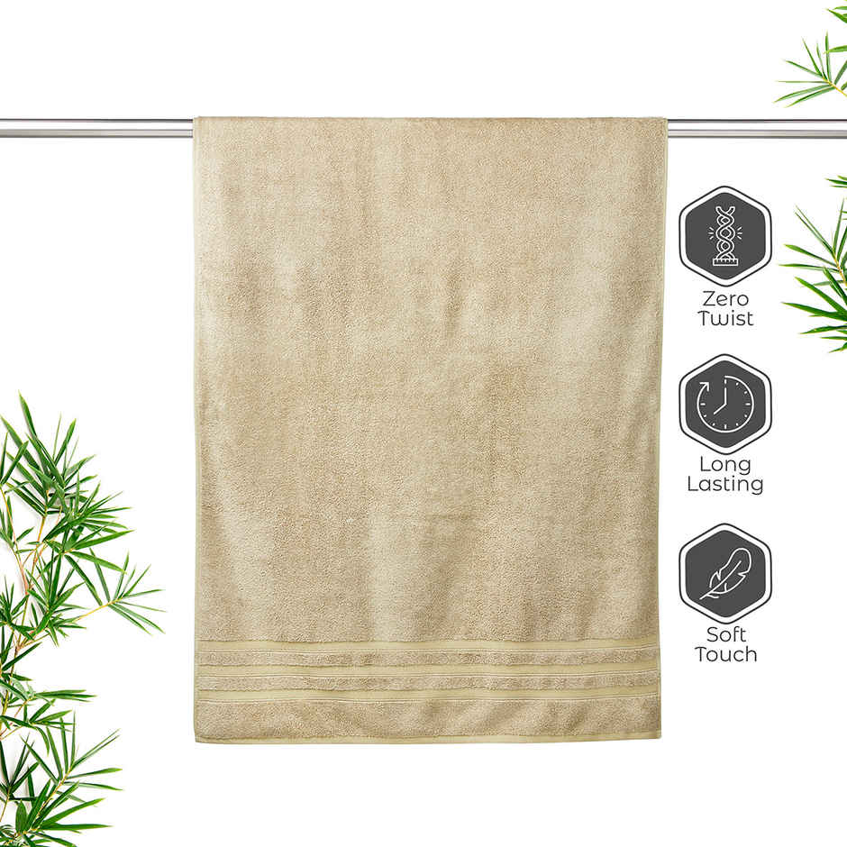 Boutique Living Zen Living Cotton Bamboo 550 GSM Beige Bath Towel - Pack of 1
