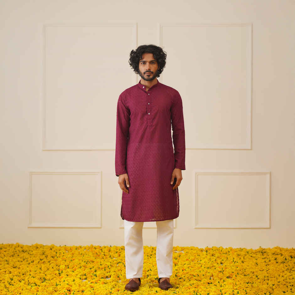 Jompers Men's Kurta | Ko 561 | Purple - M