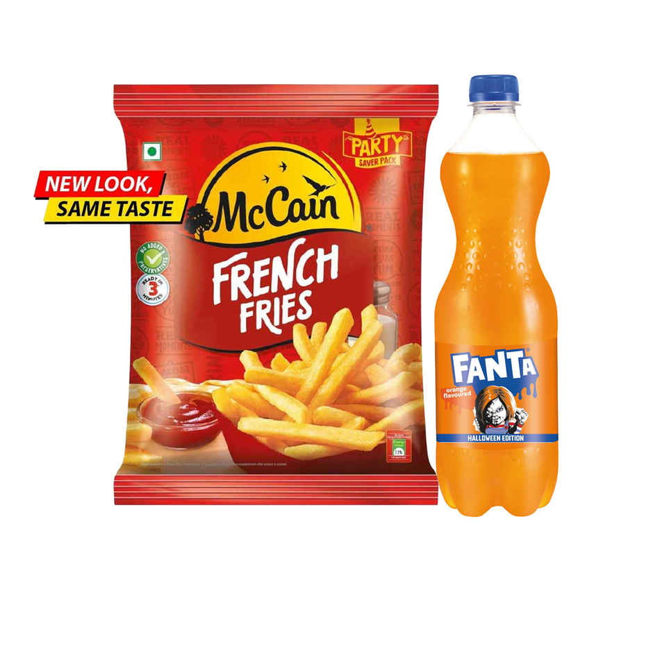 Mccain French Fries | Crispy & Ready To Cook (1kg) & Fanta Orange Flavoured Soft Drink | Carbonated Beverage 750ml Combo