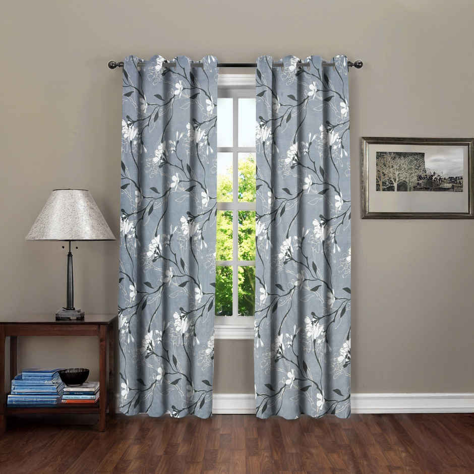 BAY6 Microfiber Cotton Door Curtains | Set of 2 | 7x4 ft | Grey