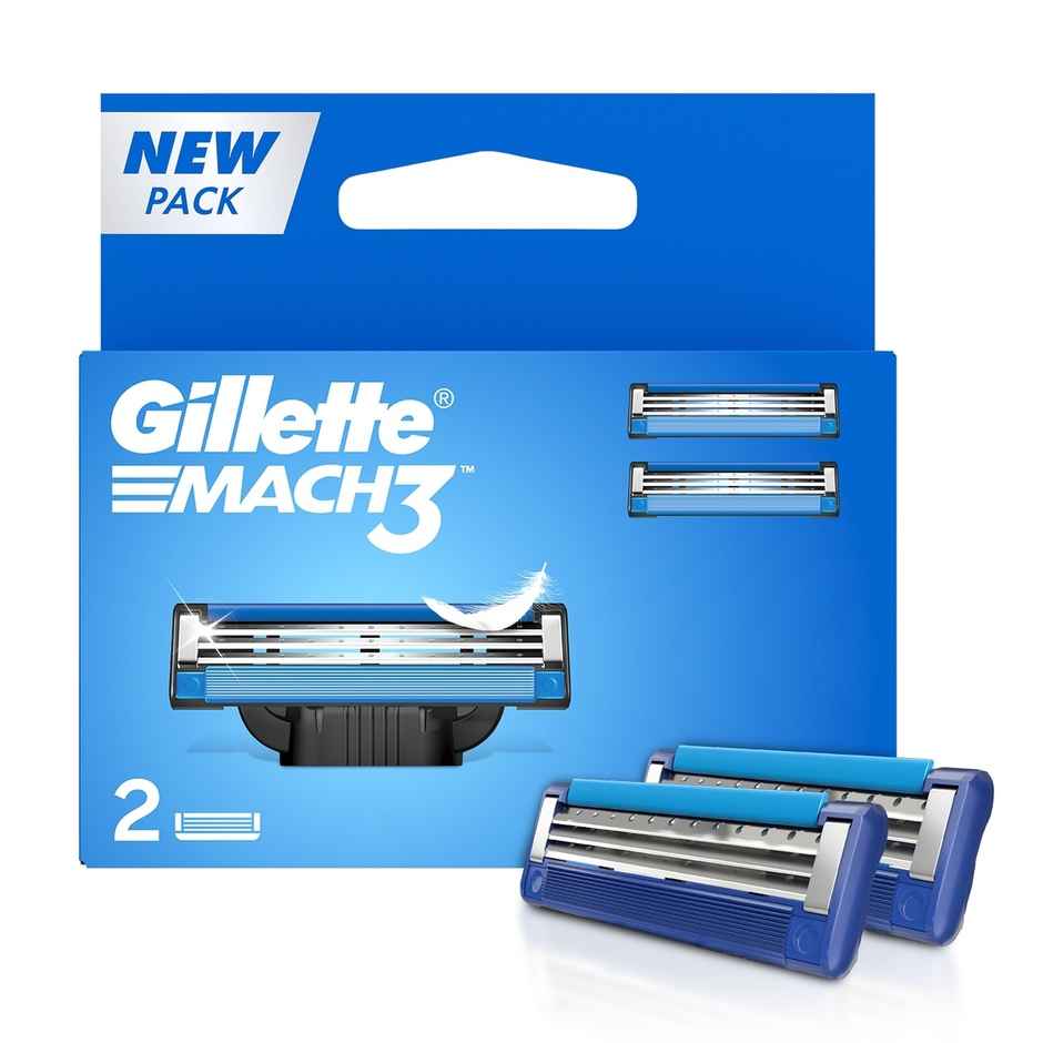 Gillette Mach 3 Shaving Razor Blades For Men (2 Cartridges) Combo 