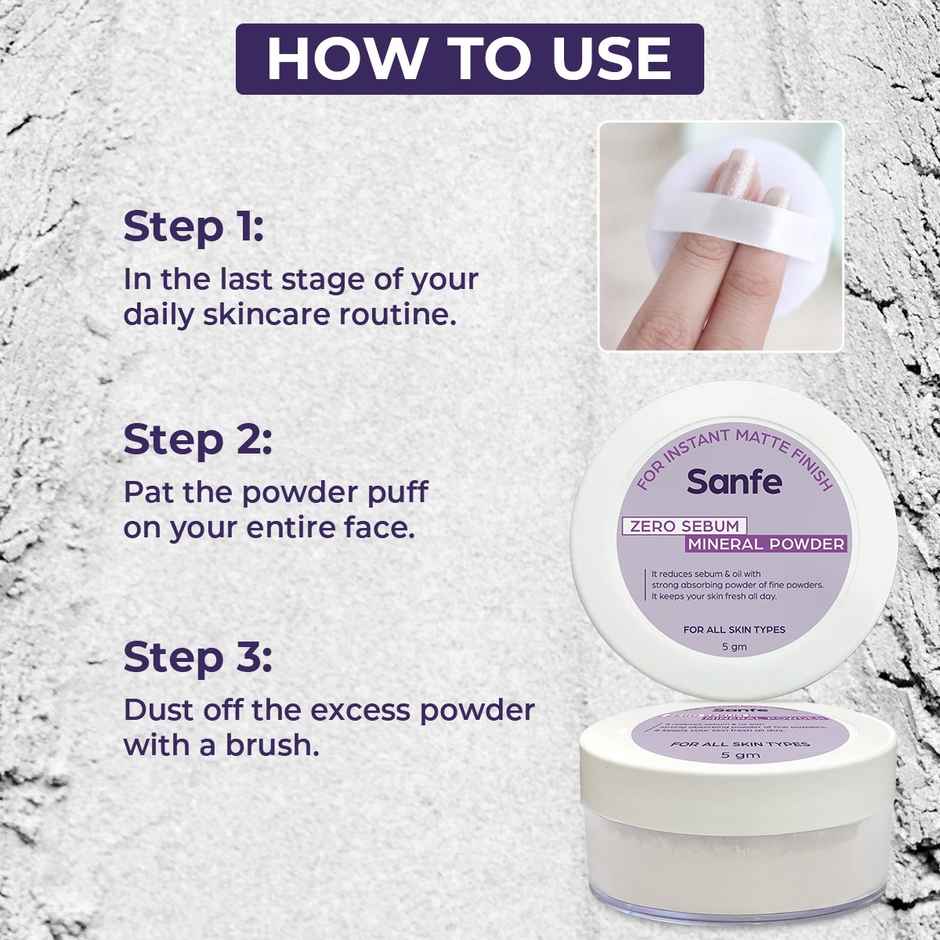Sanfe No Sebum Mineral Powder For Instant Matte Finish Controls Excess Sebum - 5Gm