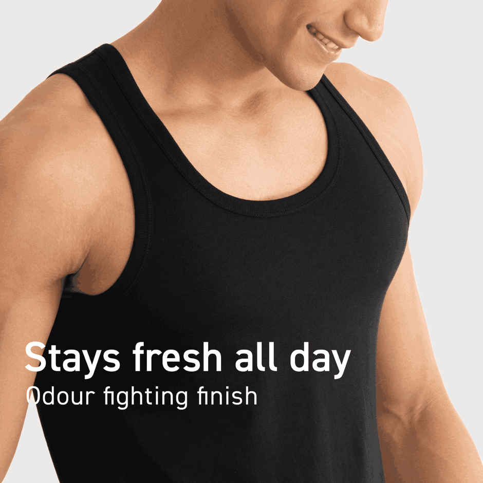 DaMENSCH Men's Neo - Cotton Round Vest | Black - XL