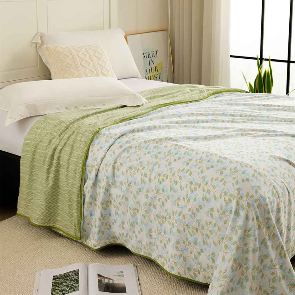 Story@home Printed Single Dohar/Duvet Cover (Cotton, Green) (220x144x2 cms)
