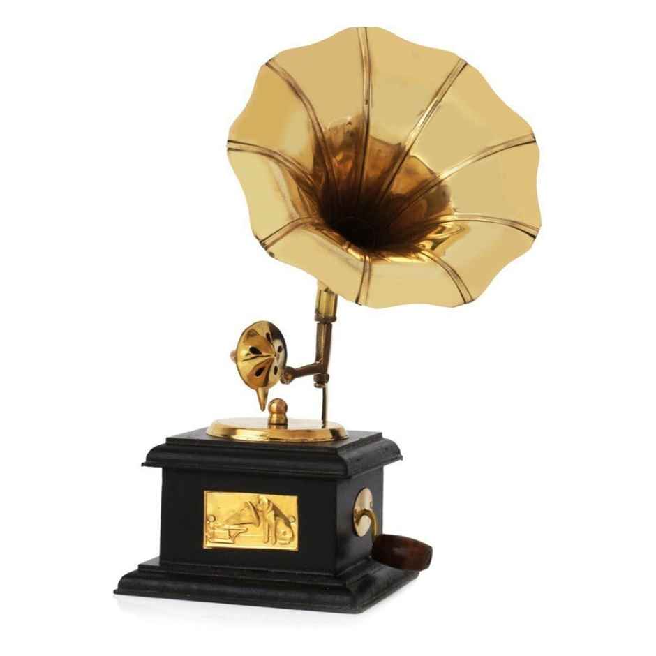 Casacraft by Pepperfry Brown & Gold Handmade Vintage Dummy Gramophone Showpiece