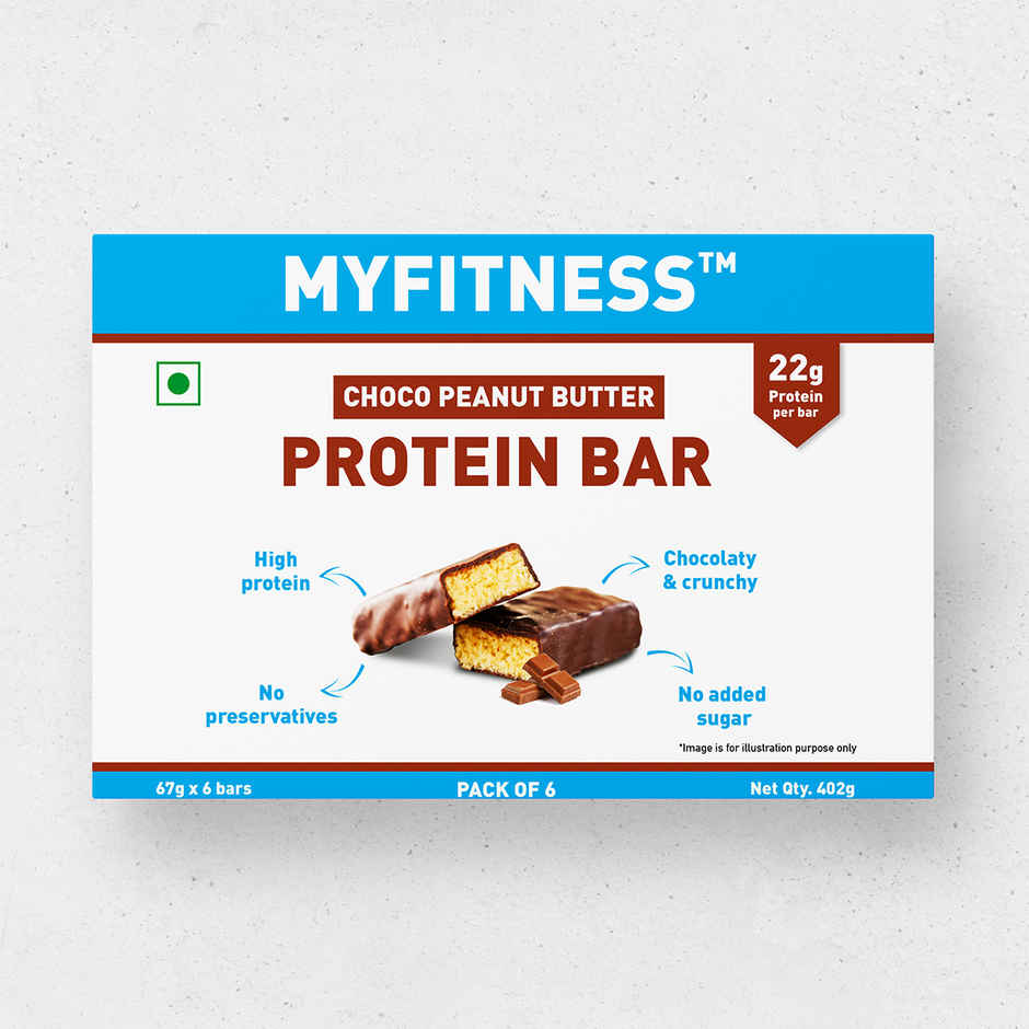 Myfitness Chocolate Peanut Butter Protein Bar Mono Carton, Pack of 6 Combo