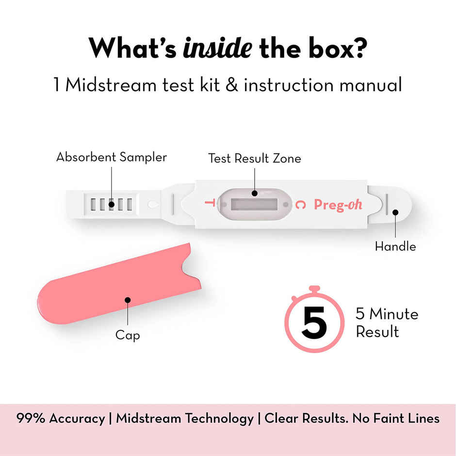 Plush Preg-Oh! Midstream Pregnancy Test Kit Rapid One Step Home Test 99% Accuracy