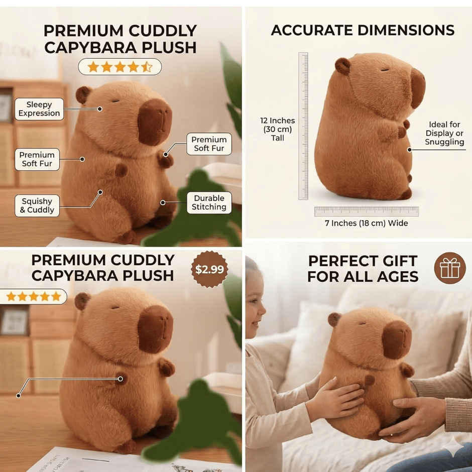 Fablue Cute Capybara Soft Toy Ultra Soft Plush Toy