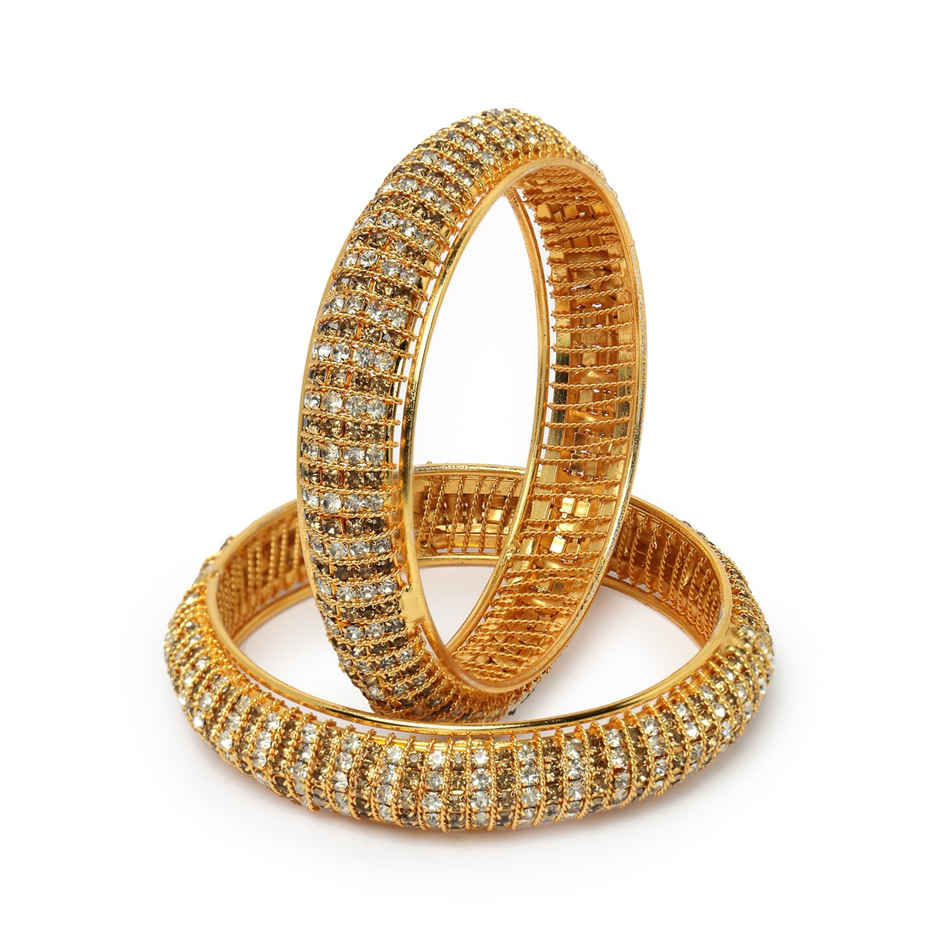 Sukkhi Gold Tone Plated White Broad Bracelet Bangle Set Jewellery for Women - 2.8