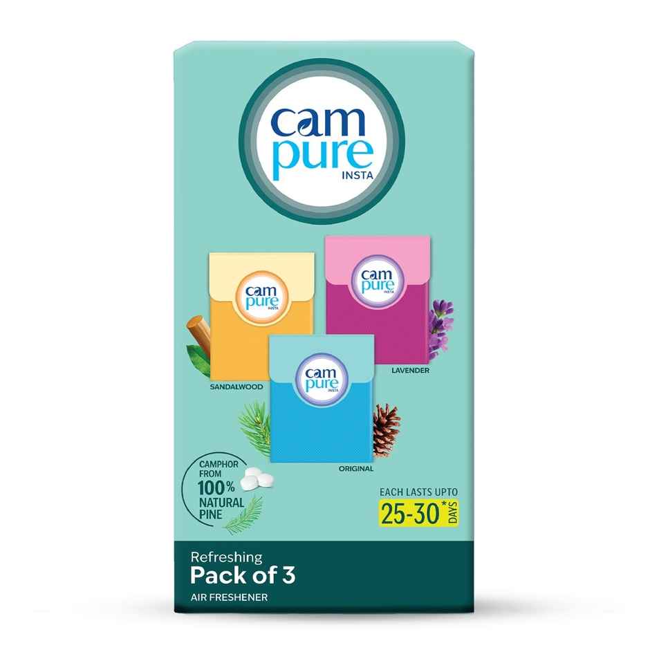 Campure Camphor Kapur Car Air Freshener Insta Cone | Pack of 3