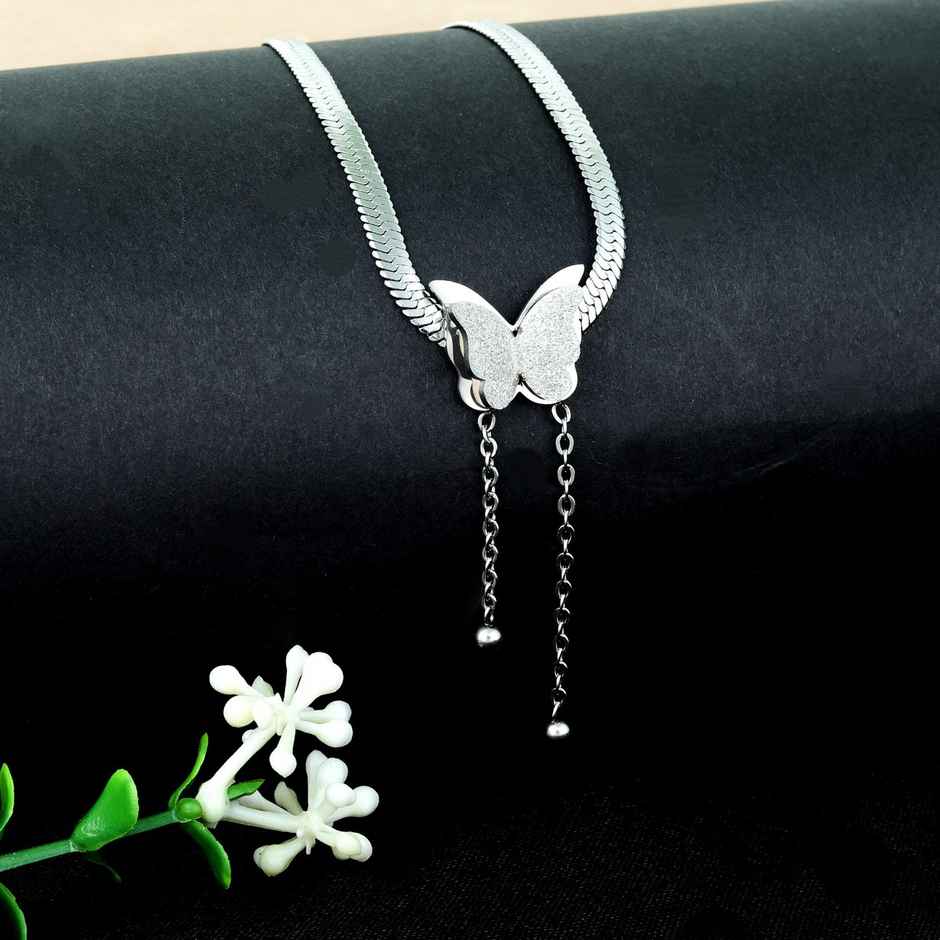 Fashion Frill Women's Butterfly Pendant Chain Silver Onesize