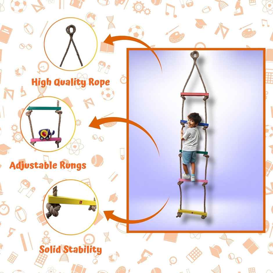 Skillofun 5-Step Rope Ladder for Kids | Wall Climbing Outdoor Toy | Play School Equipment