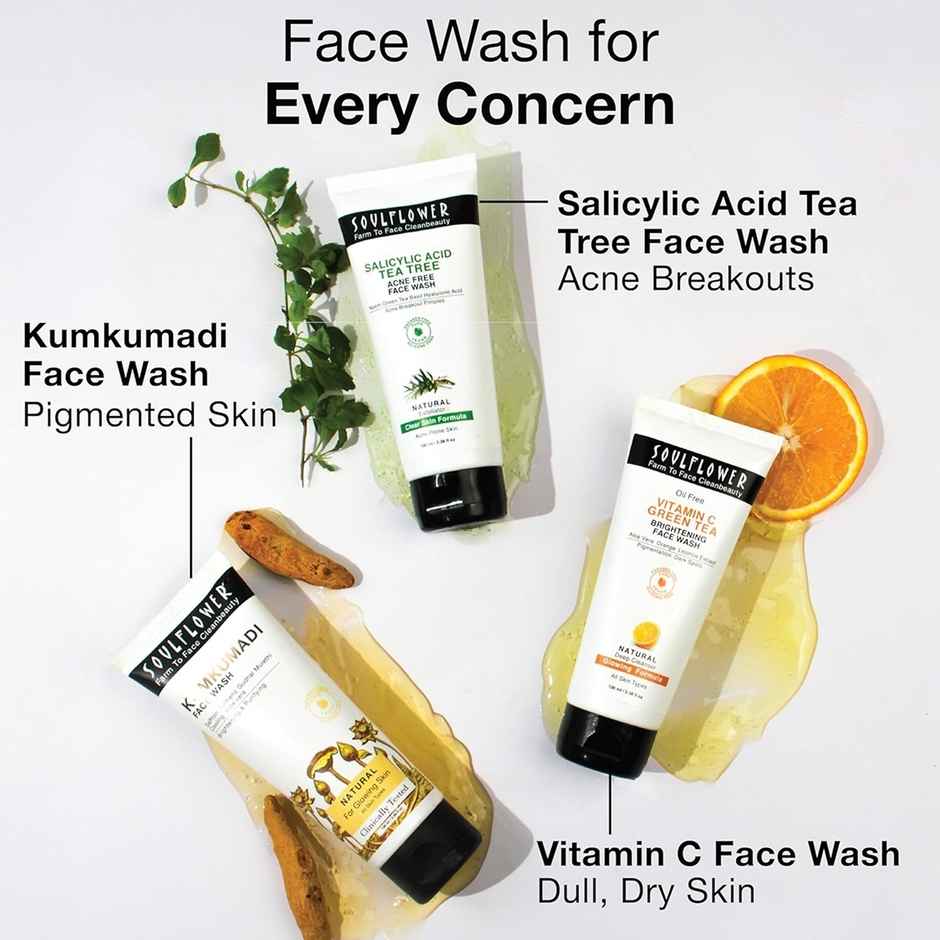 Soulflower Kumkumadi Face Wash With Saffron, Turmeric & Aloe Vera