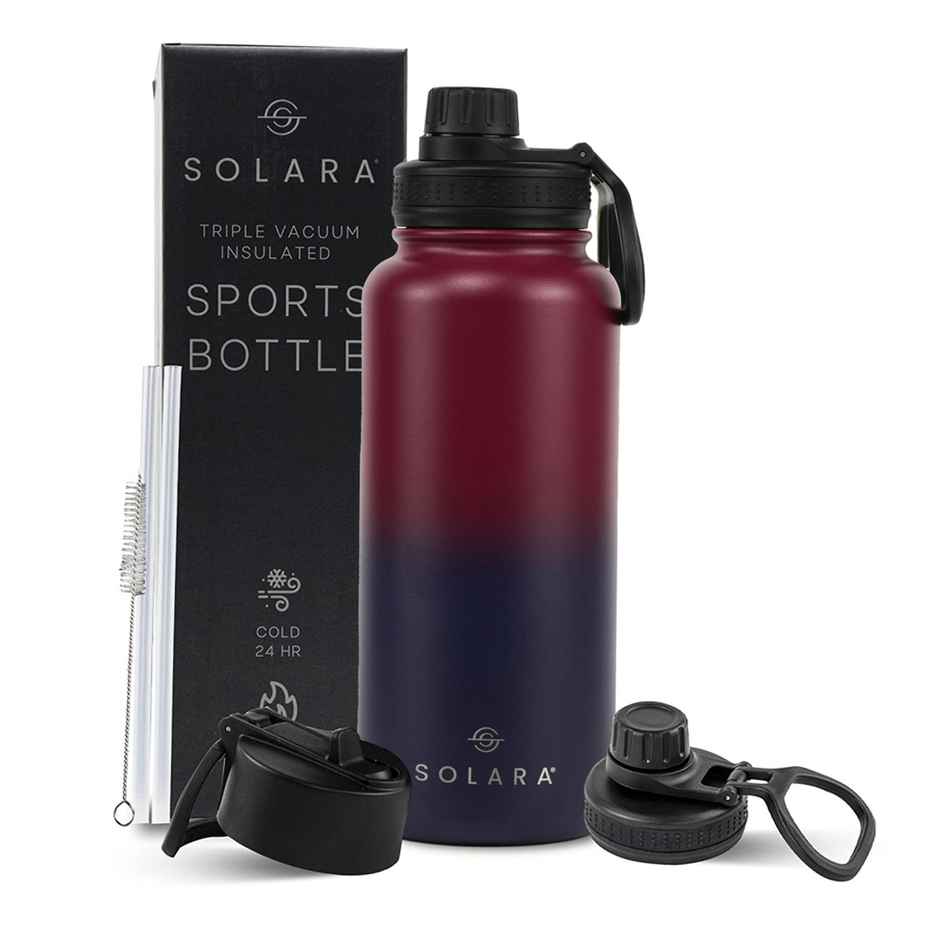 Solara Insulated Water Bottle | 1 L | For Travel, Office, School, Sipper Bottle | Dark Intentions
